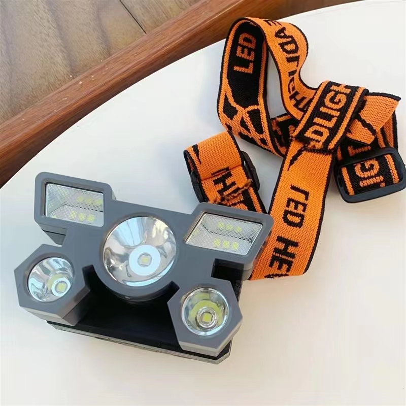 J Đèn pin đôi đầu, đội đầu 5 bóng siêu sáng(Kèm dây sạc và dây đeo trán) -Cindyhome Y