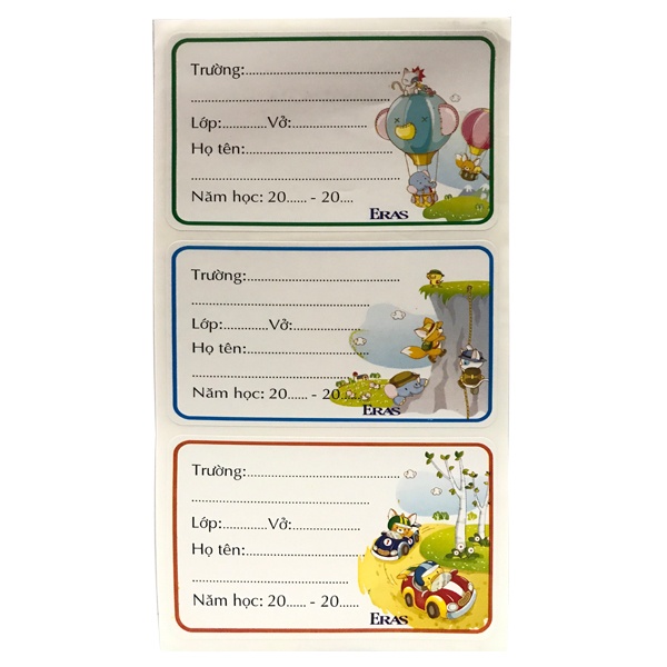 15 Nhãn vở Eras E582, Nhãn vở hình thú cute