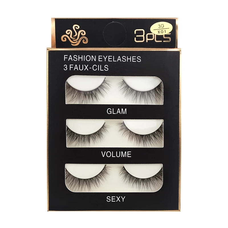 3 Pairs Thick Natural False Eyelashes 3d Mink Eyelashes Soft Long Lashes