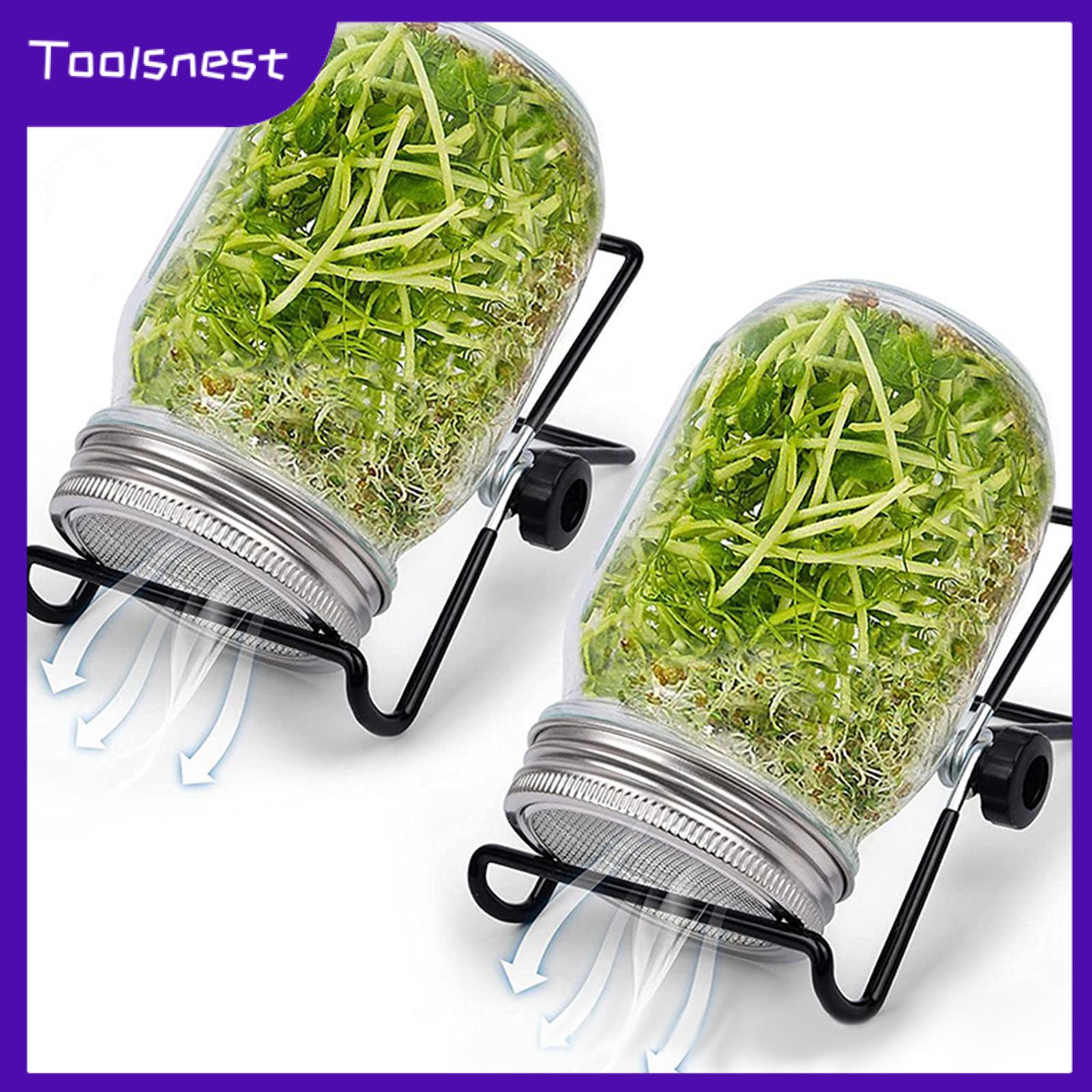 Toolsnest 2x Jar Sprouting Lids with 2 Sprouting Stands Duable