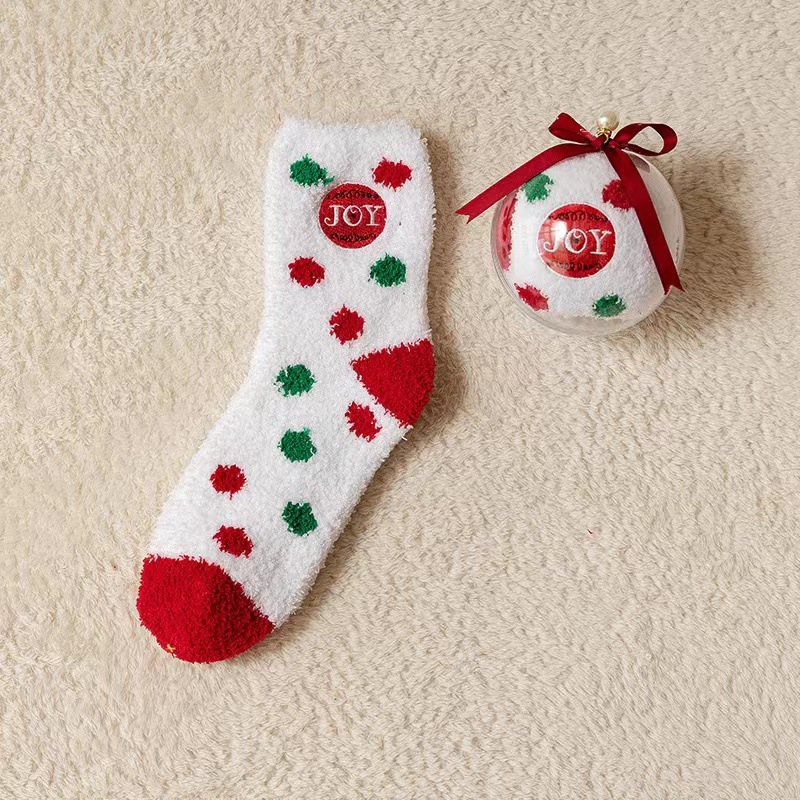 Laz Nigori Christmas socks Coral velvet plus velvet thickened warm sleep socks men's and women's mid-calf socks children's socks plush floor socks