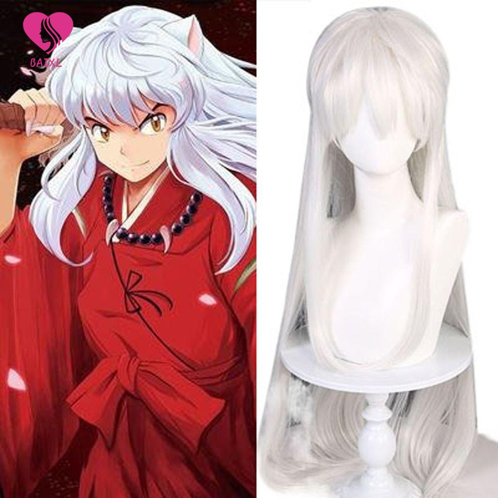 BAIXL wig cosplay tóc giả nữ cả đầu long tóc giả Bạc Tóc giả hóa trang inuyasha Sợi chịu nhiệt Trắng Tóc Thẳng Dài Lông mịn Đạo cụ tóc giả cho bữa tiệc Tiệc hóa trang