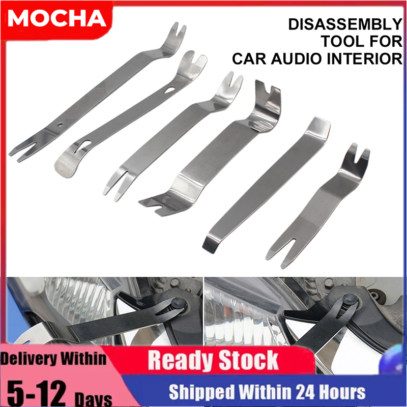 MOCHA6Pcs Trim Removal Tool Set Car Trim Puller Kit Steel Pry Tools for Door Panel Audio Stereo Terminal Fastener Remover