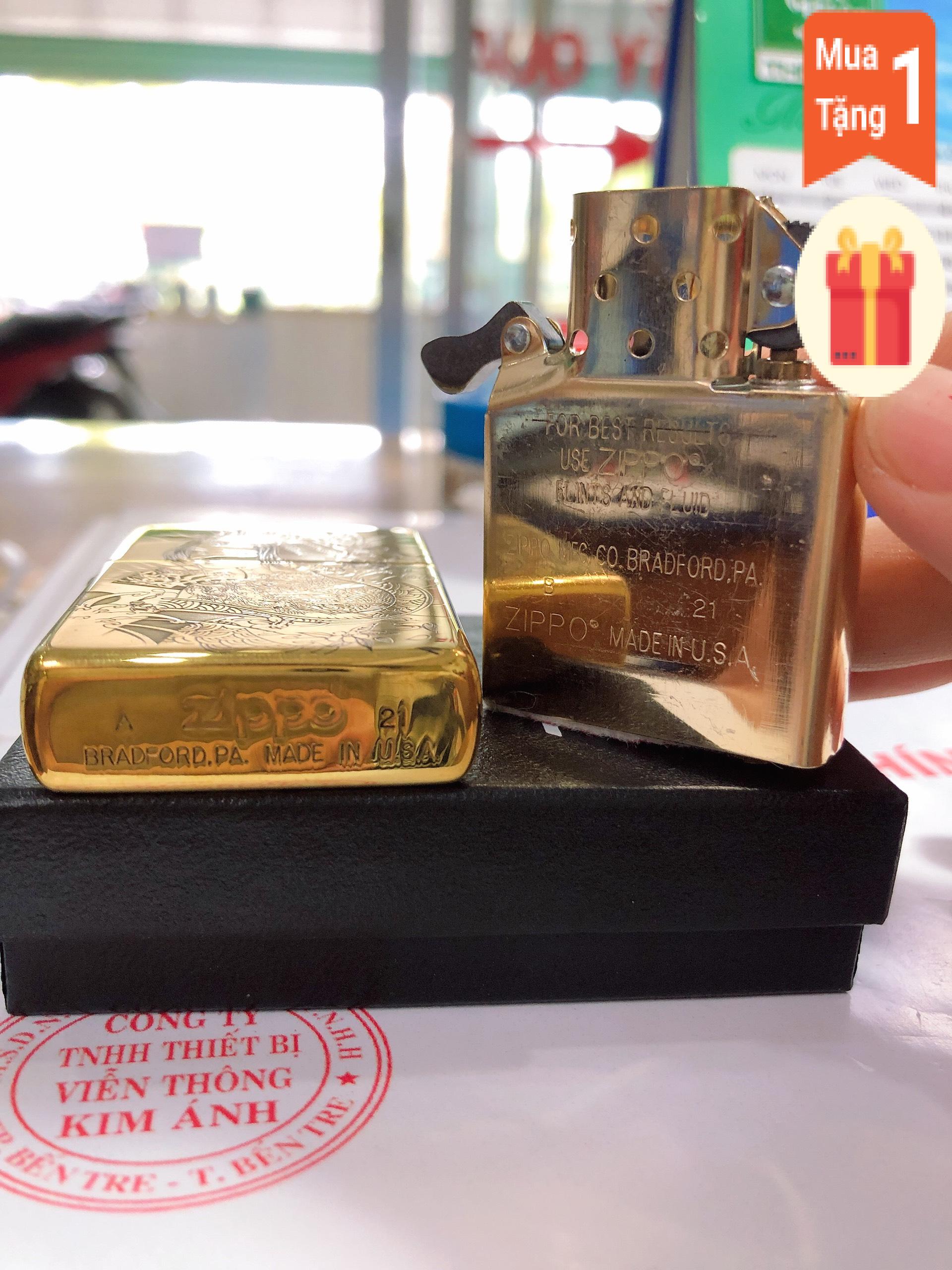 Bật lửa Zippo Mỹ High Polished Brass chủ đề Cô Gái Nhật