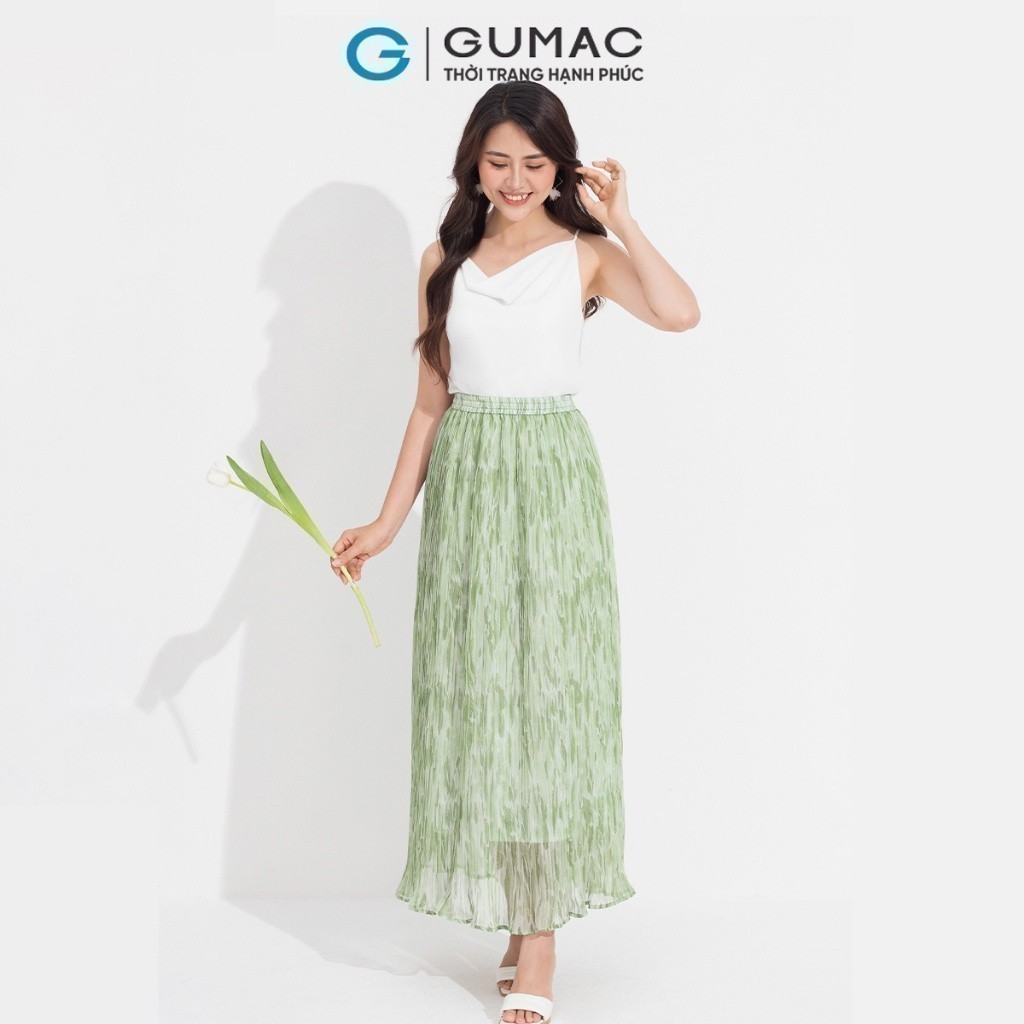 [15 - 17.6 |Voucher 8-10%] Chân váy tơ dập ly GUMAC VD05025