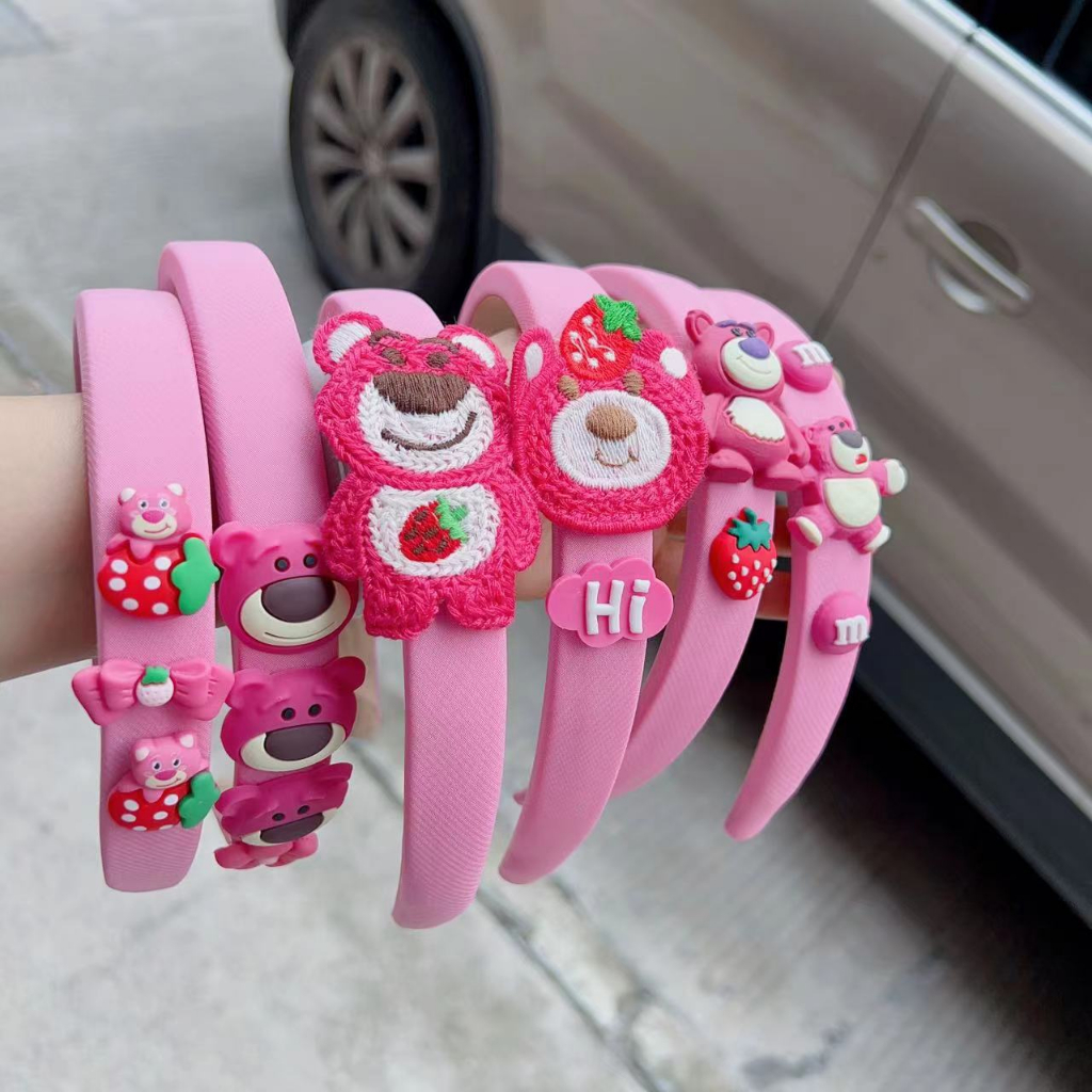 Cài tóc nhún losto gấu dâu nhiều kiểu dễ thương cho bé - Bờm tóc cho bé - Selenshop