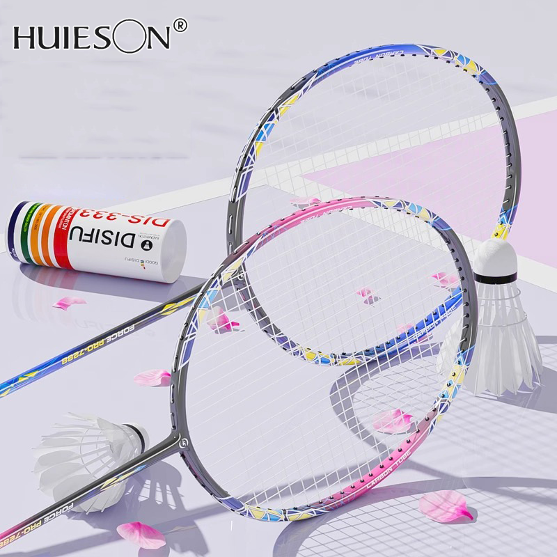 HUIESON vợt cầu lông VỢT ĐÔI chính hãng mới hợp kim ferroalloy dành cho người lớn vợt chuyên nghiệp cho người mới bắt đầu Bộ vợt bền và bền
