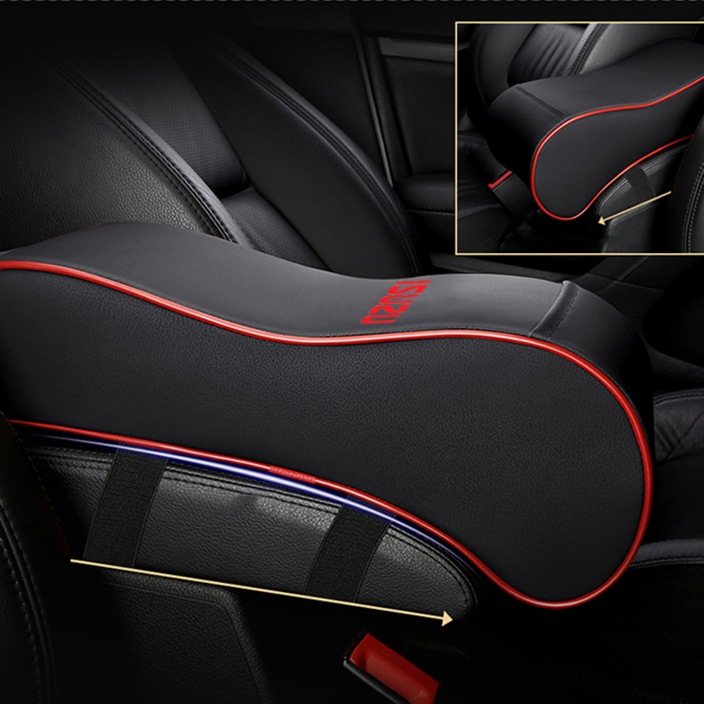 Leather car central armrest soft pad black auto center console arm rest seat box mat cushion pillow cover vehicle protective for isuzu dmax mux d-max