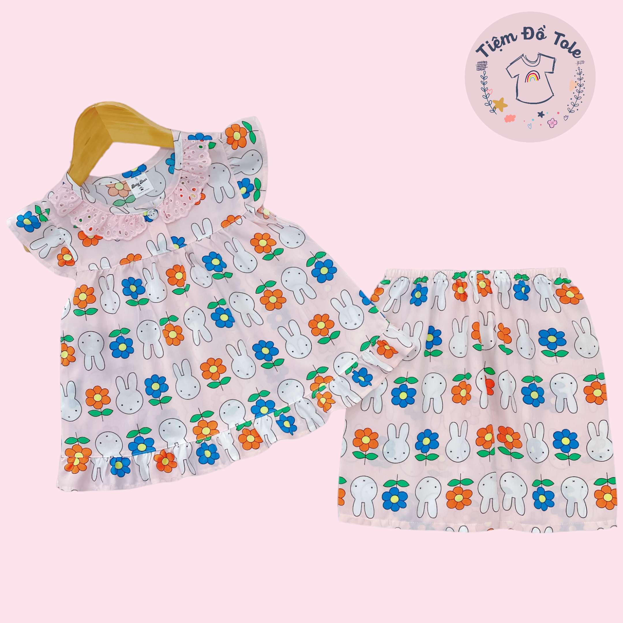 |10-40kg| Đồ bộ lửng tole lanh 2 da, cánh tiên quần lửng phối ren màu, đồ mặc nhà cho bé gái,Tiệm đồ tole