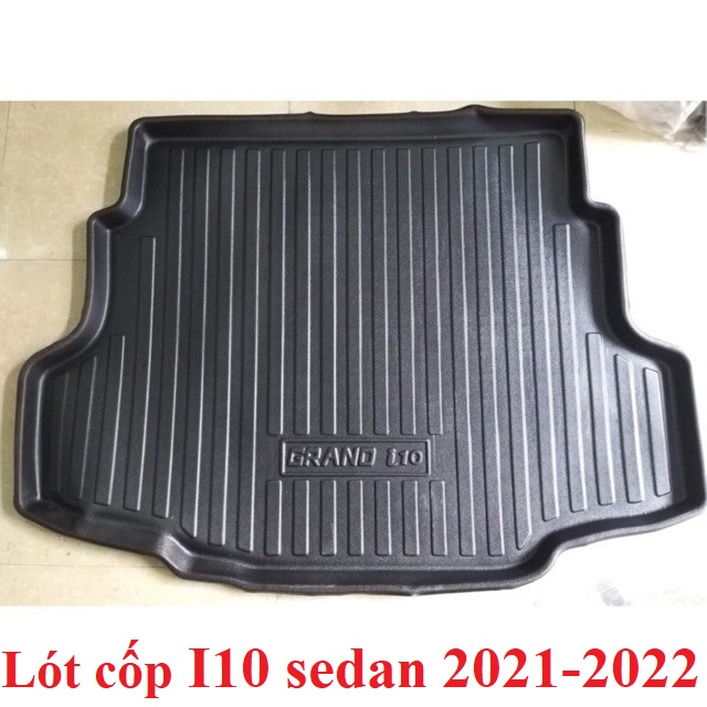 Lót cốp xe Hyundai i10 2021- 2022- 2023 bản sedan 2 đầu ( đuôi dài), nhựa dẻo không mùi, không thấm nước, vừa khít form xe
