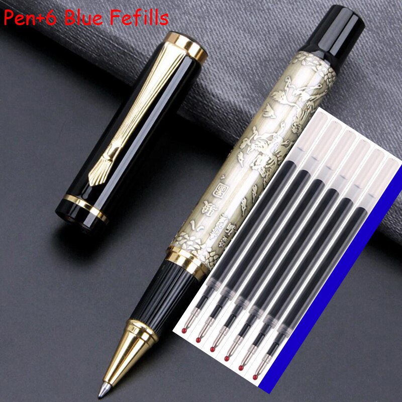 Business Men Roller Ballpoint Pen Office Executive Brass Engraving Metal Writing Pen Buy 2 Send Gift