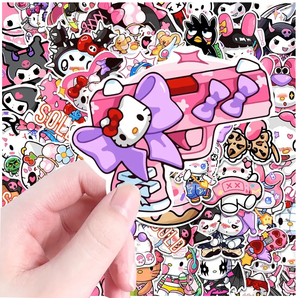 HBESTY】 10/30/54pcs Gothic Kuromi Hello Kitty Stickers Kawaii