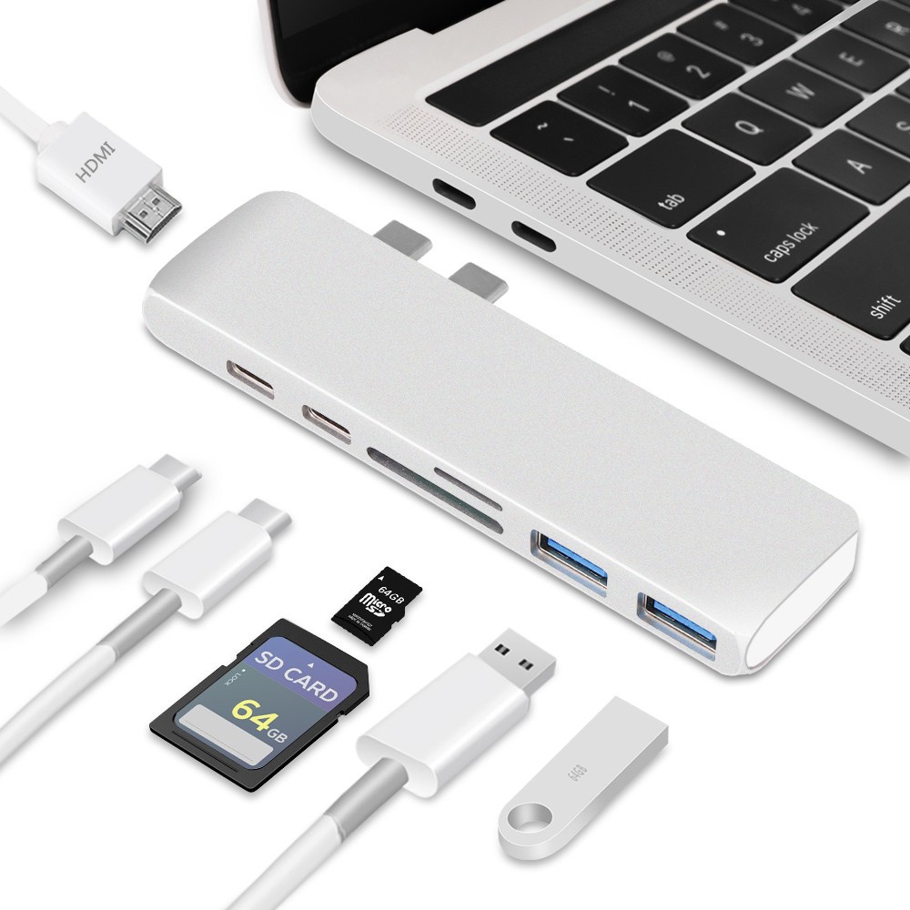 7 in 1 usb c hub type c to hdmi-compatible usb 3.0 adapter 7 in 1 type c hub dock for macbook pro for nintendo switch usb-c type c 3.0 splitter