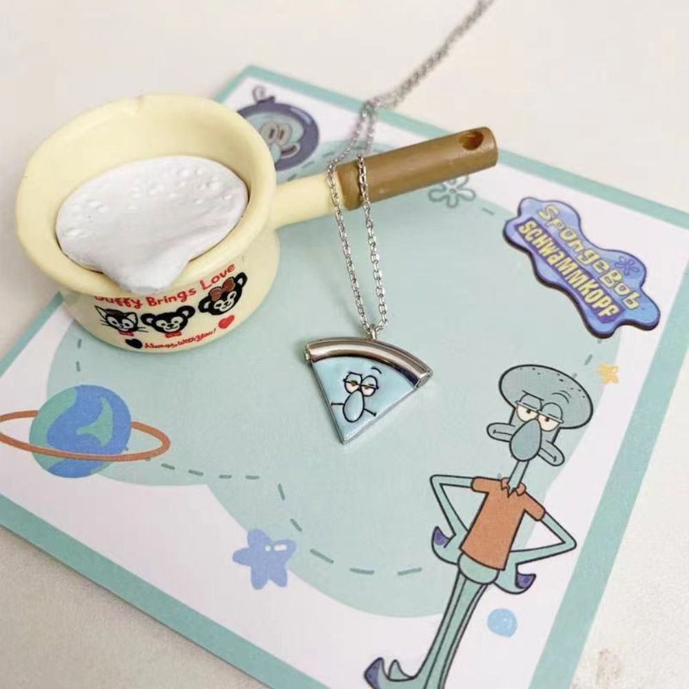 DGJKF Patrick Star Vòng cổ nam châm hình Pizza Thép titan Má cát dây chuyền SpongeBob Dễ thương Xúc tu squidward Bạn thân