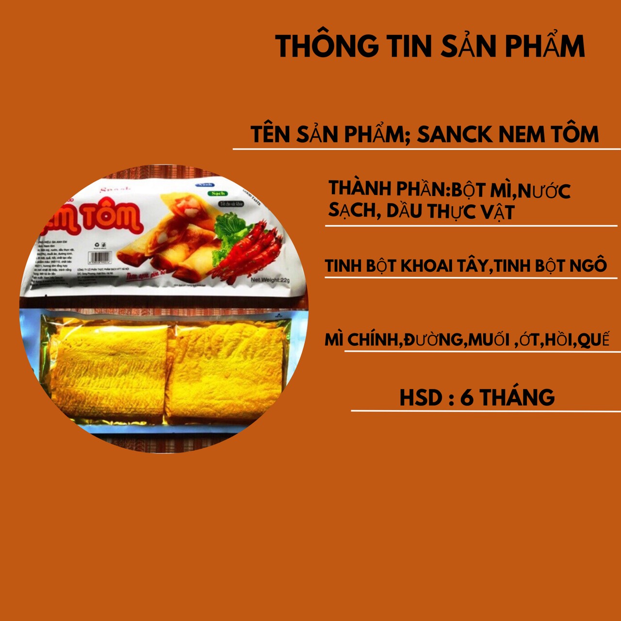 [ mẫu thử ] 5 Gói Snack Nem Tôm Đồ Ăn Vặt Siêu Ngon,