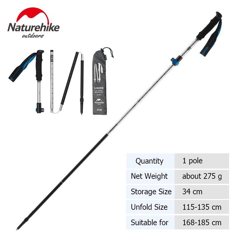Naturehike Trekking Poles ST09 Collapsible Hiking Stick FiveSection