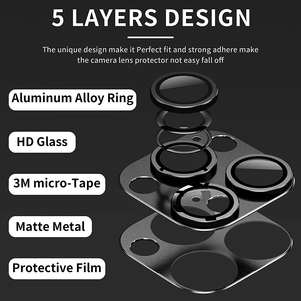Lens Protector Diamond Compatible for IPhone 16 15 14 13 12 11 Pro Max Metal Ring Lens Tempered Glass Film