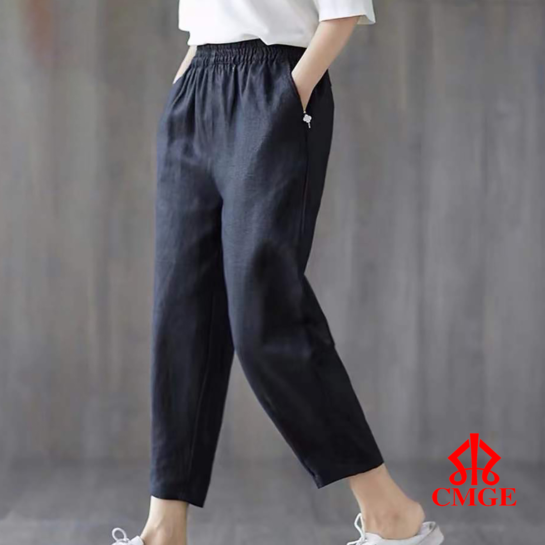 CMGE Cotton And Linen Casual Pants Women's Trousers Korean Version Of Loose  Pants #9902