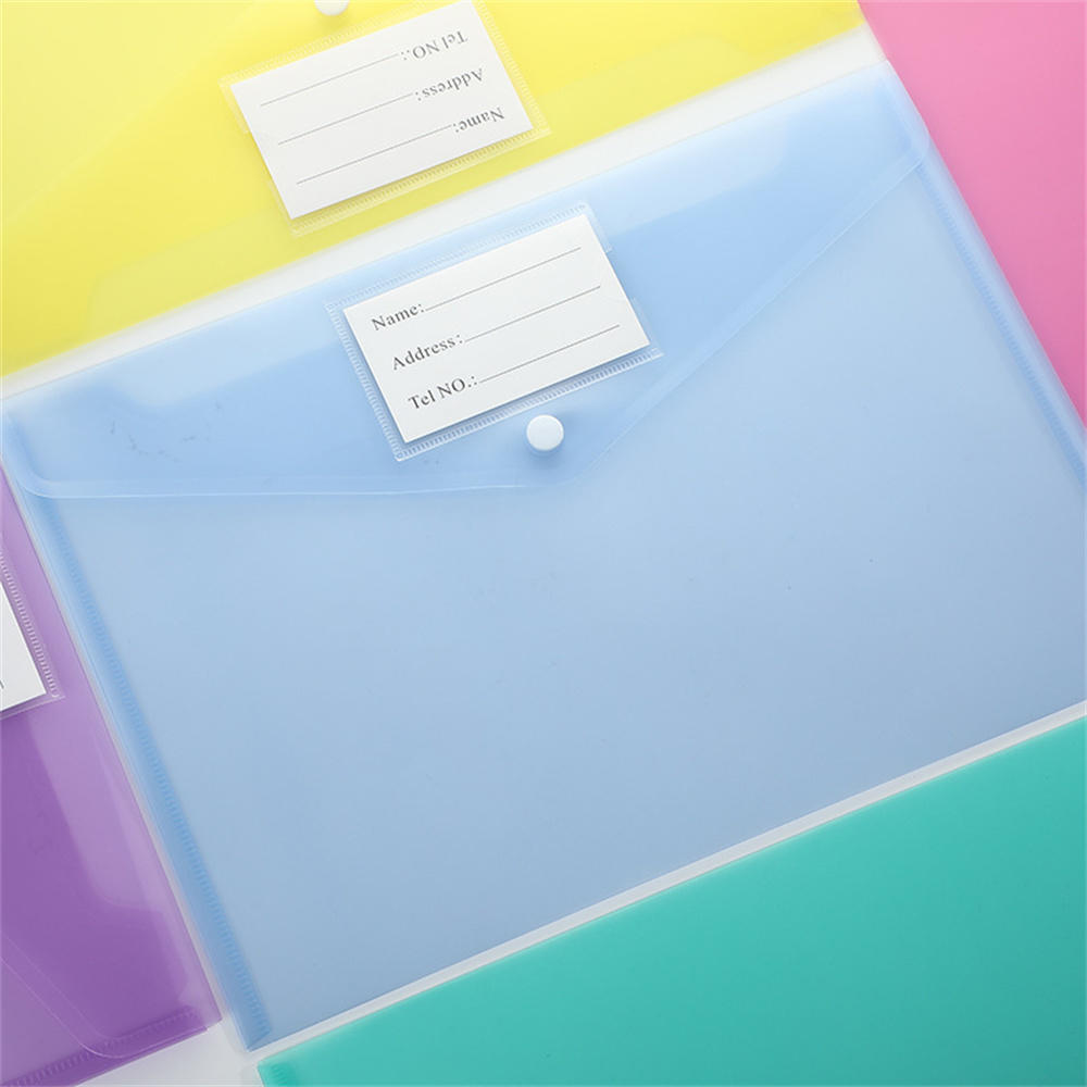 A4 Binder Pocket With Button. A4 Binder Pouch With Label Student Folder For Office Transparent File Pouch For School Binder Envelopes With Button