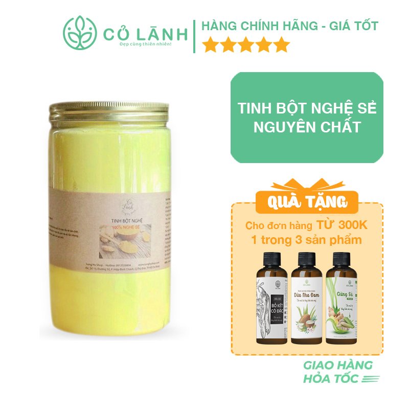 Tinh bột nghệ sẻ nguyên chất Cỏ Lành 1000G - Dùng để uống trực tiếp hoặc đắp mặt nạ