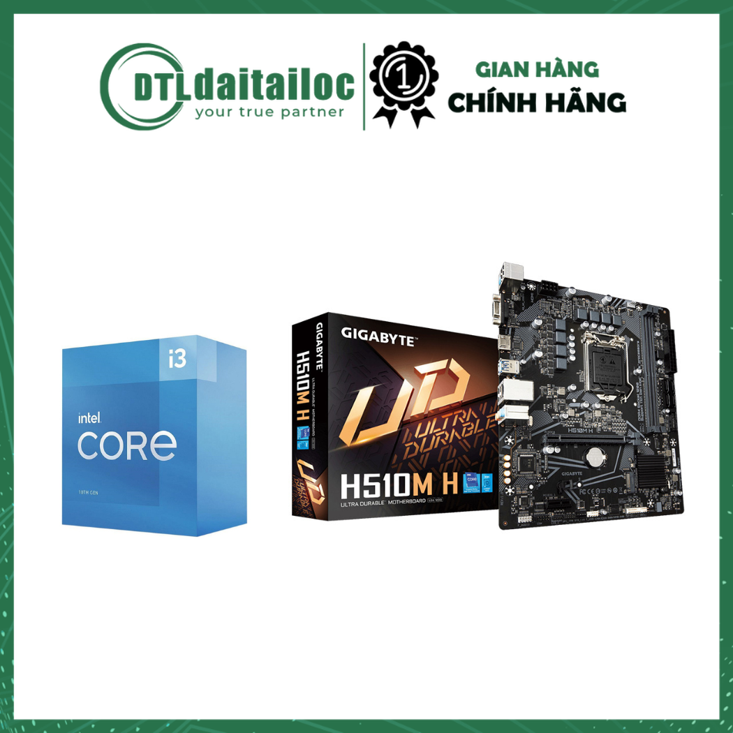 Combo main chip cpu intel core i3 10105 chính hãng + mainboard gigabyte h510m-h
