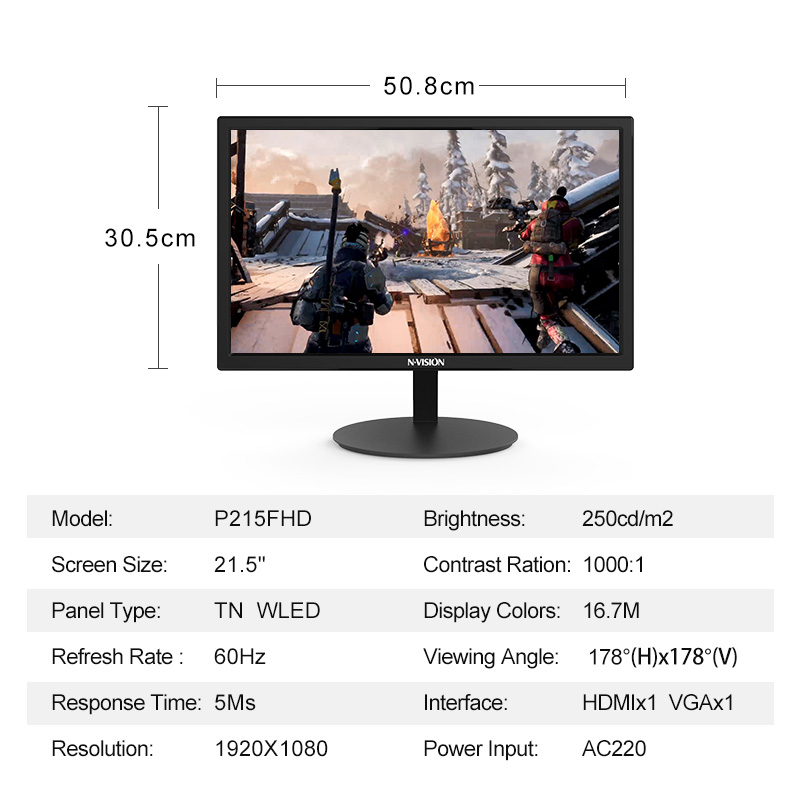 nvision p215fhd 21.5 inch led monitor