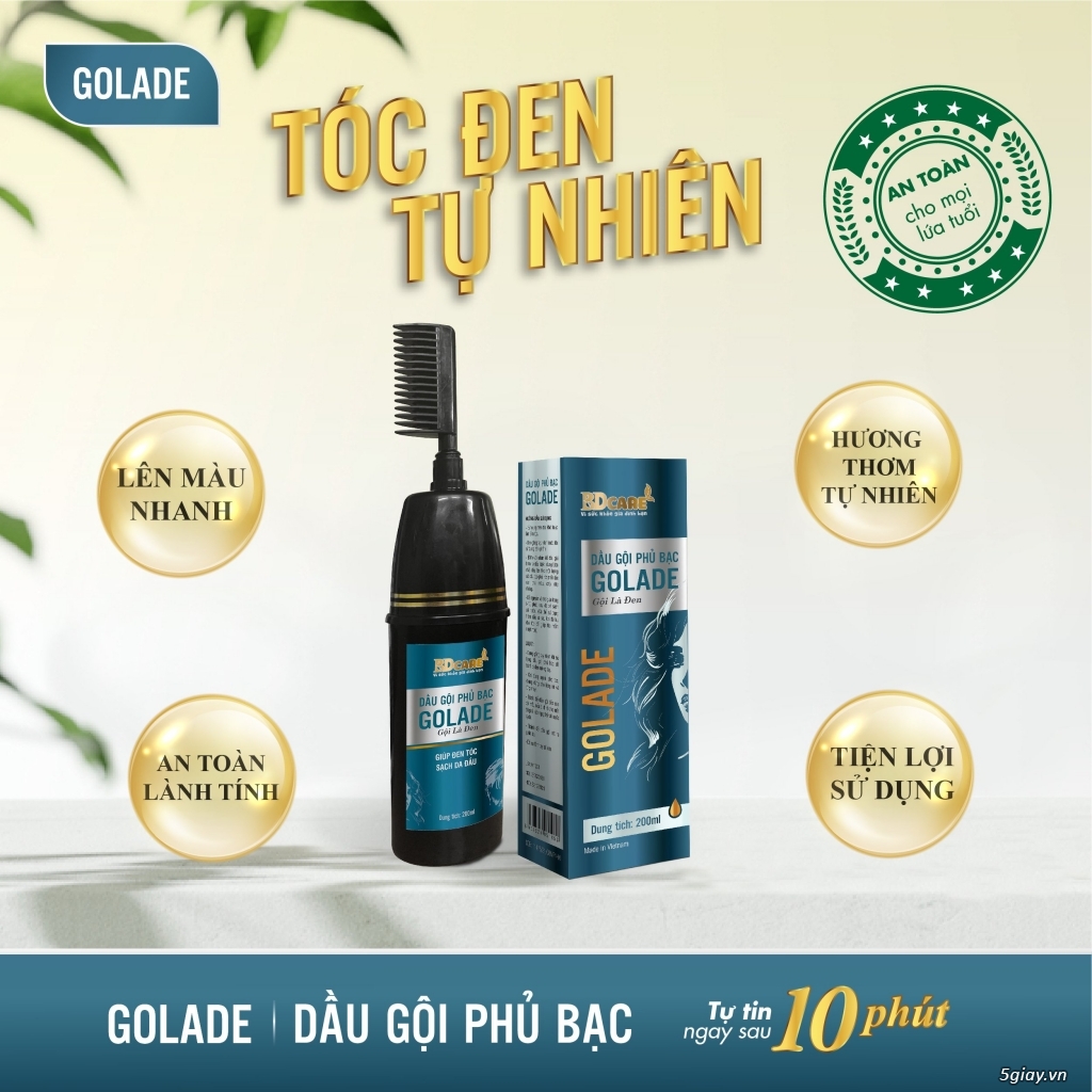 Dầu gội phủ bạc tóc golade thương hiệu bạch dương care 30ml, gội là đen
