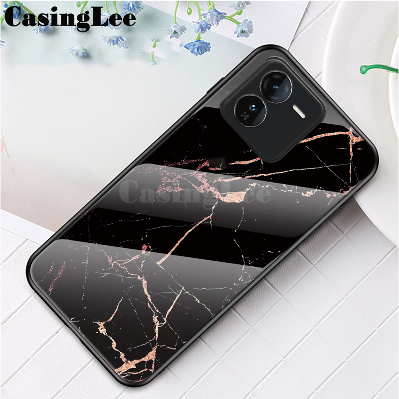 For VIVO IQOO Z9 Z9X Case Fashion Marble Tempered Glass Protector Soft Frame Silicon For VIVO iqoo Z9X Z9 Back cover Phone Cases.