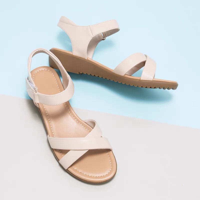 Giày Nữ Bệt Sandal Quai Chéo Kiểu Trơn Mã E8