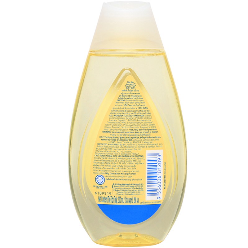 Sữa tắm gội toàn thân Johnson's 200ml