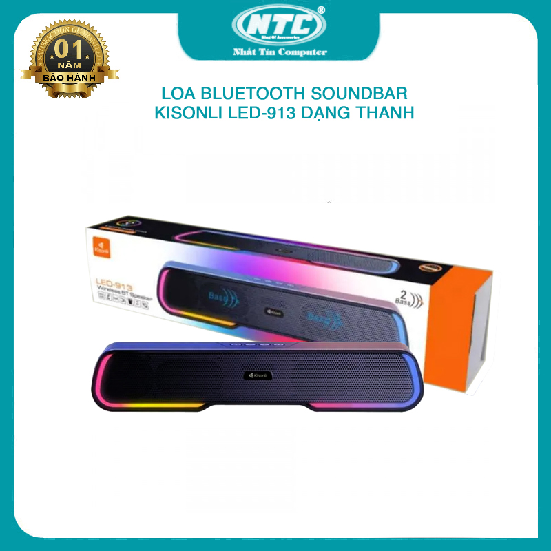 Loa bluetooth soundbar kisonli led-913 led rgb - tích hợp 2 bass cực mạnh nhất tín computer