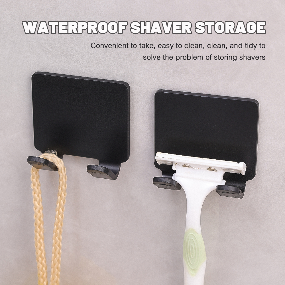 Shaver Hook Black ABS Plastic Wall Hanging with No Punching Strong Load-bearing