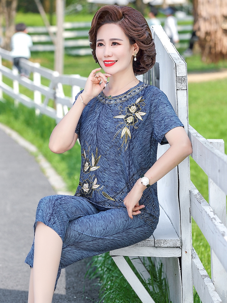 Bộ mặc nhà trung niên-đồ bộ trung niên cho bà cho m- đồ ngủ trung tuổi nữ