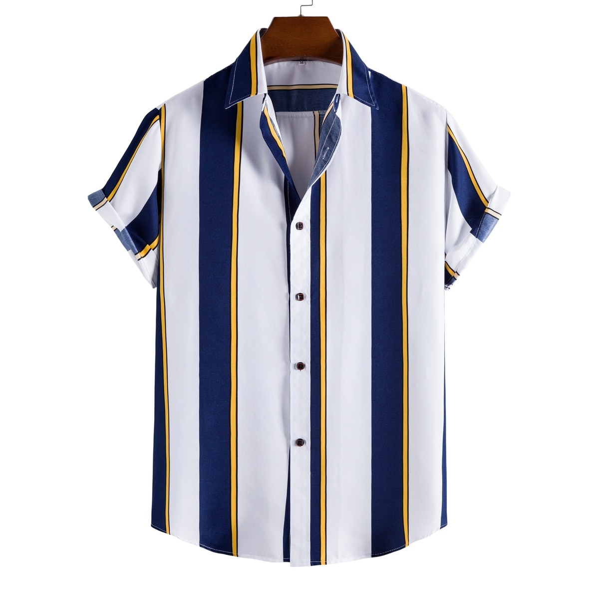 Men s Casual Shirt Men s Button Up Shirts Printed Striped Beach Top 
