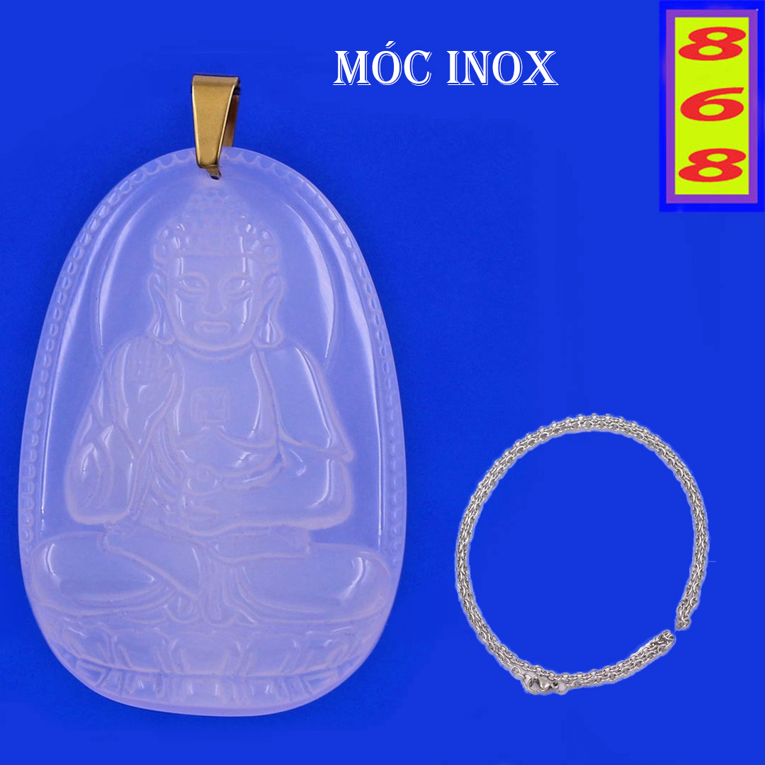 Pendant Amitabha Buddha agate White small size 3.6cm-bundled hook stainless steel-feng shui 868-lucky-peace