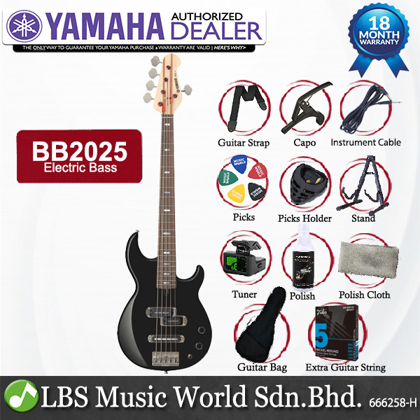 Yamaha BB2025 Alder 3P Maple 5 String Electric Bass Guitar - Black (BB 2025)  | Lazada