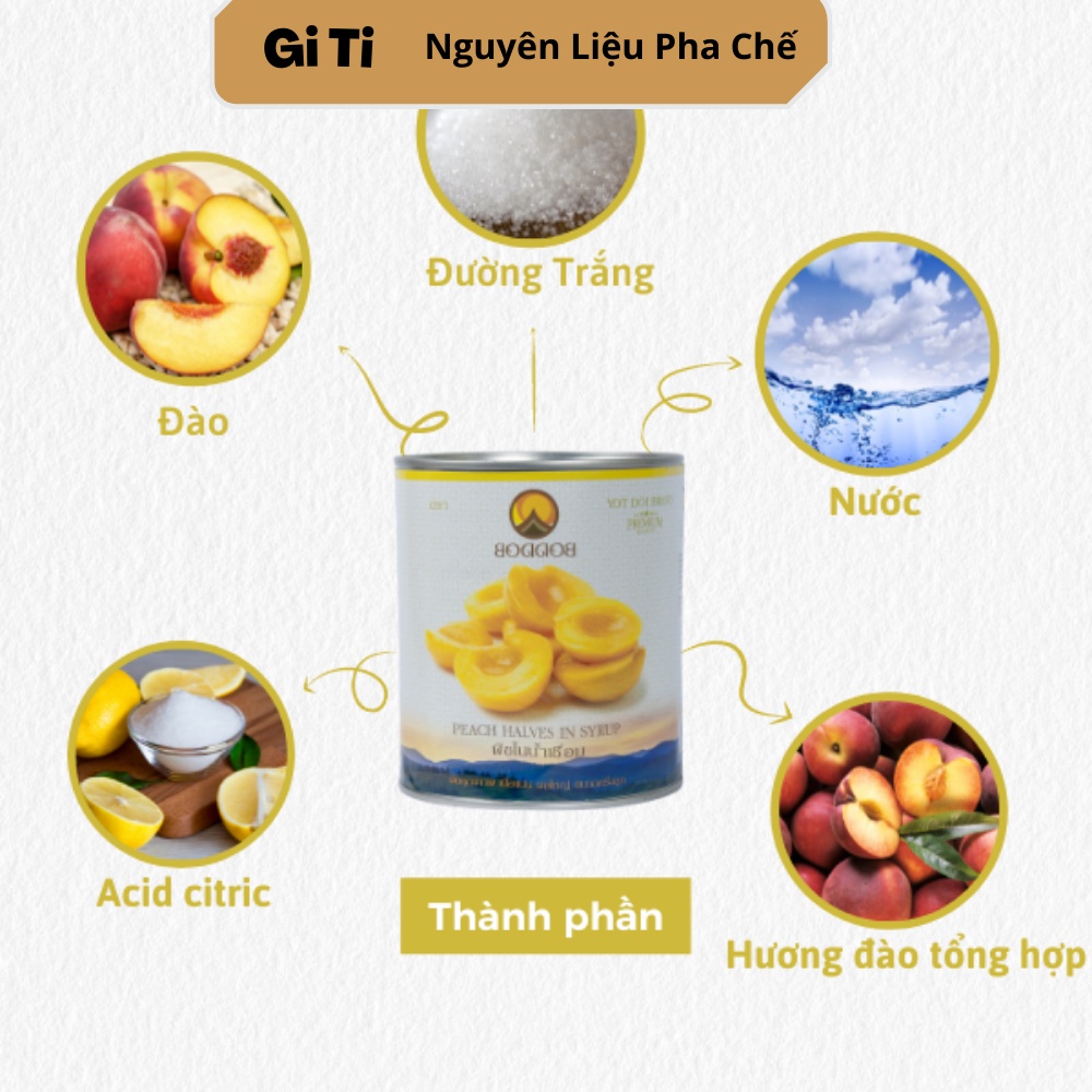 Đào Ngâm Thái Lan BODDOB Lon 820g