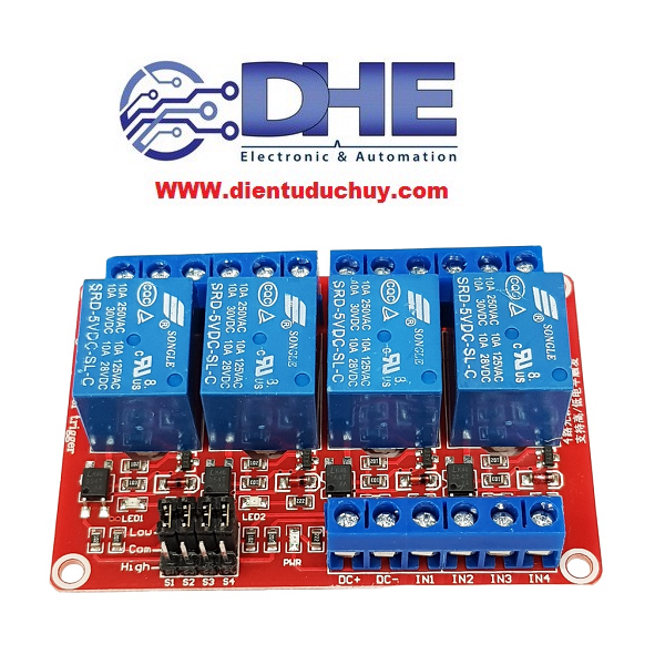 MODULE 4 RELAY 5V-10A CÓ JUMPER HIGH/LOW - OPTO CÁCH LY