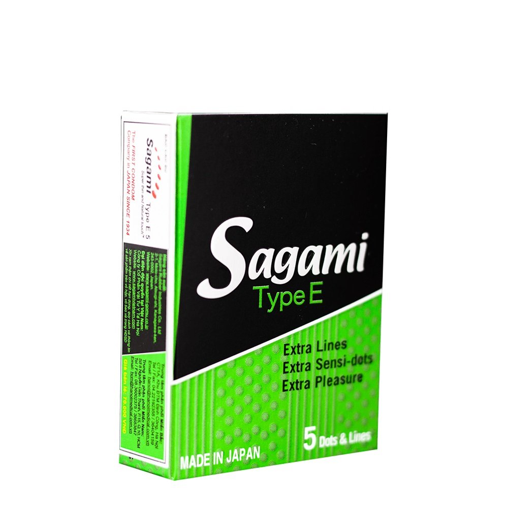 Bao cao su gân gai Sagami Type E (hộp 5 chiếc) baocao su