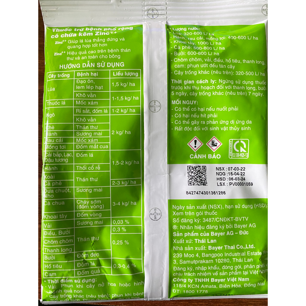 Thuốc trừ bệnh Antracol 70WP 100gr