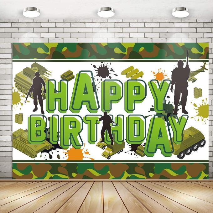 5x3ft Soldier Happy Birthday Photography Backdrop Soldier Military