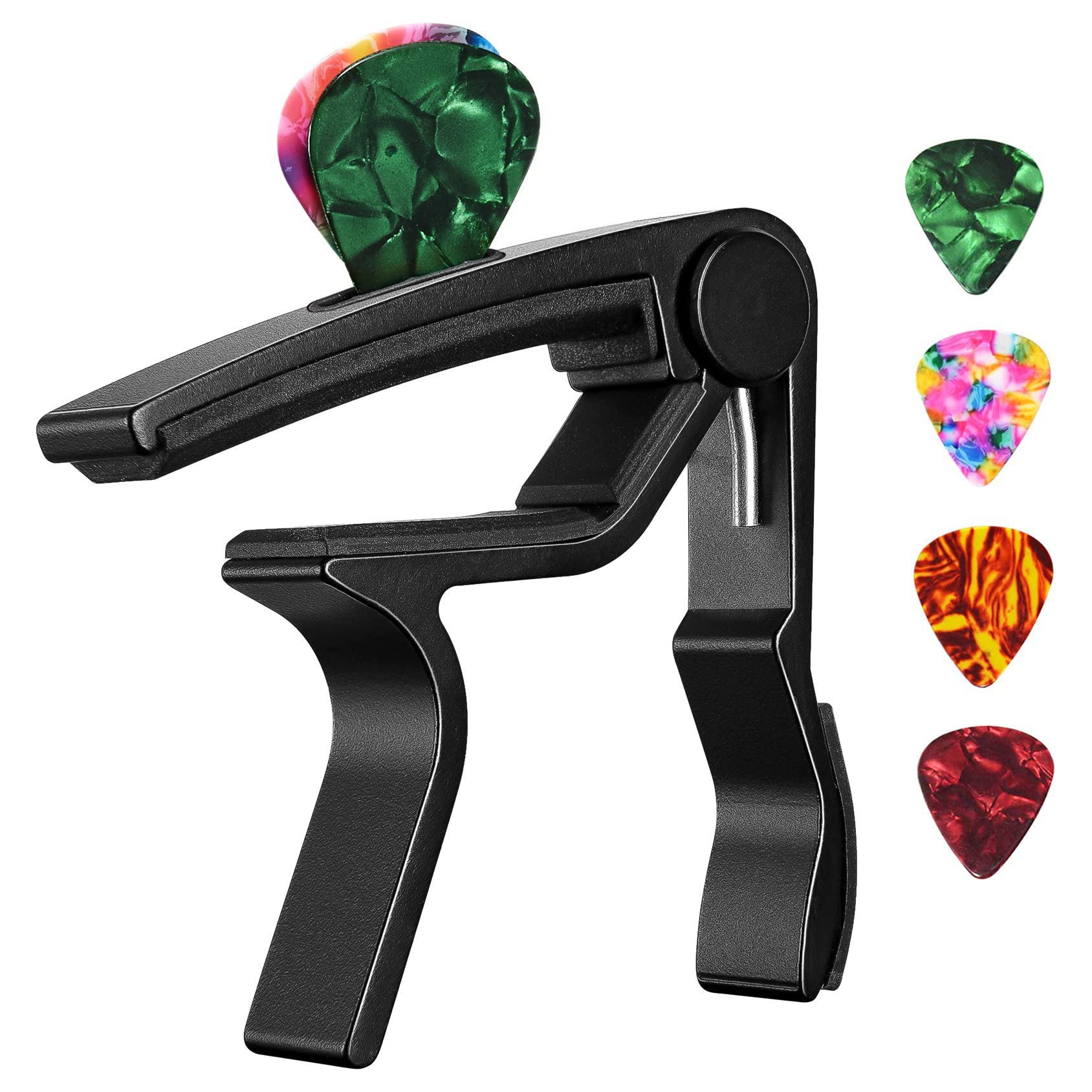 Miwayer Capo,Guitar Capo,Rosewood Capo With Pick Holder And Picks For Acoustic Electric Guitar,Ukulele,Mandolin,Banjo