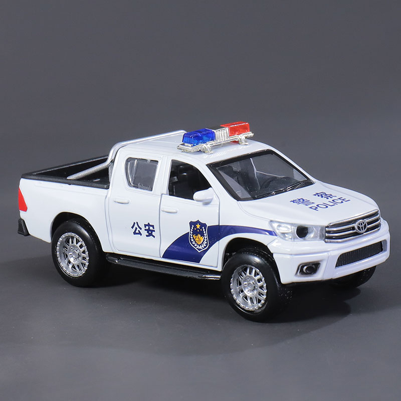 Simulation Alloy Police Car Toy Children Back To Open The Door Car Baby Fall-resistant Sound And Light Pickup Toyota Prado