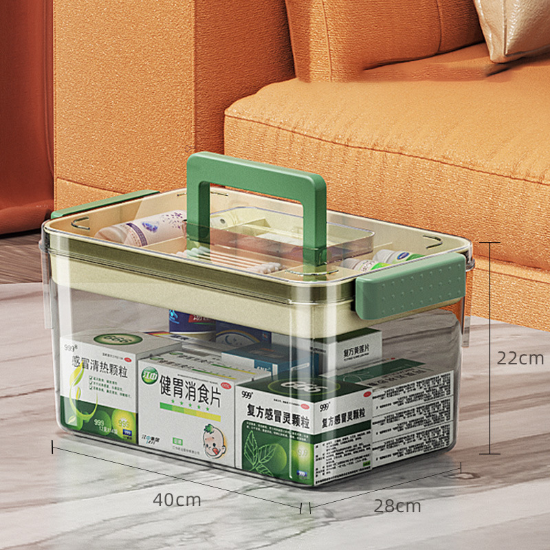 Medicine box storage box, save space,large capacity home medicine box, PET,thickened multi-layer storage box, transparent large home emergency medicine box