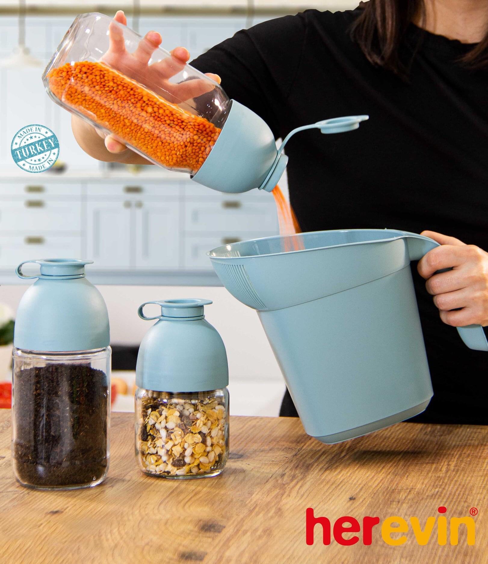 Bộ 3 Hũ Đựng Ngũ Cốc Thuỷ Tinh Thổ Herevin