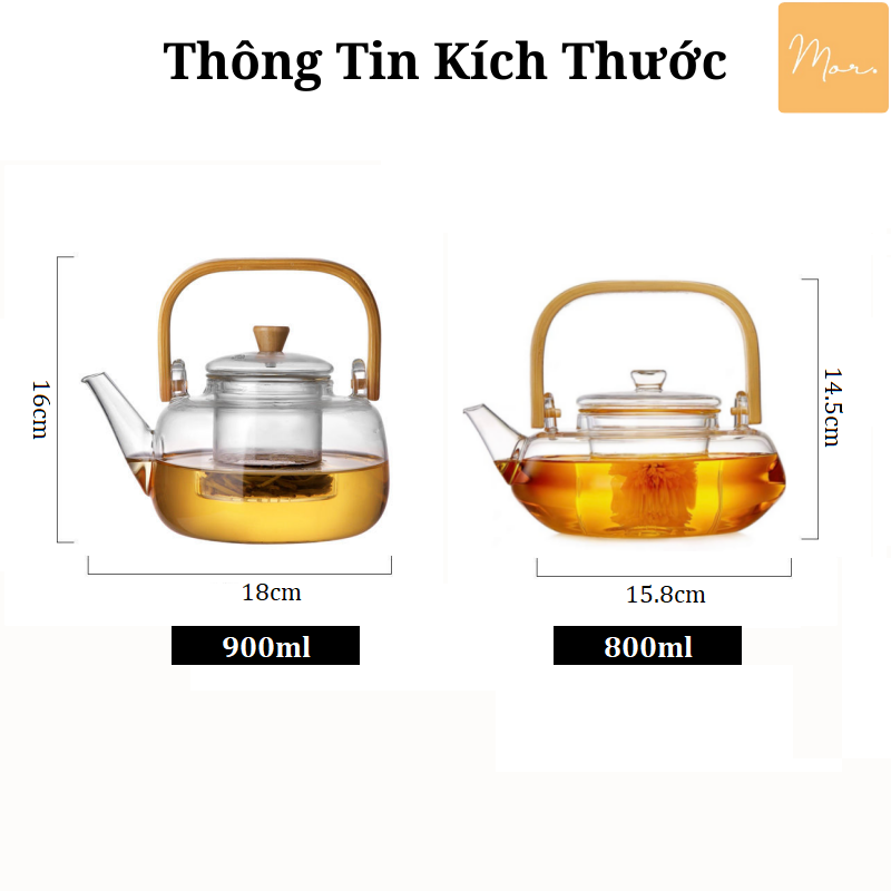 Bộ ấm trà thủy tinh chịu nhiệt - 900ml