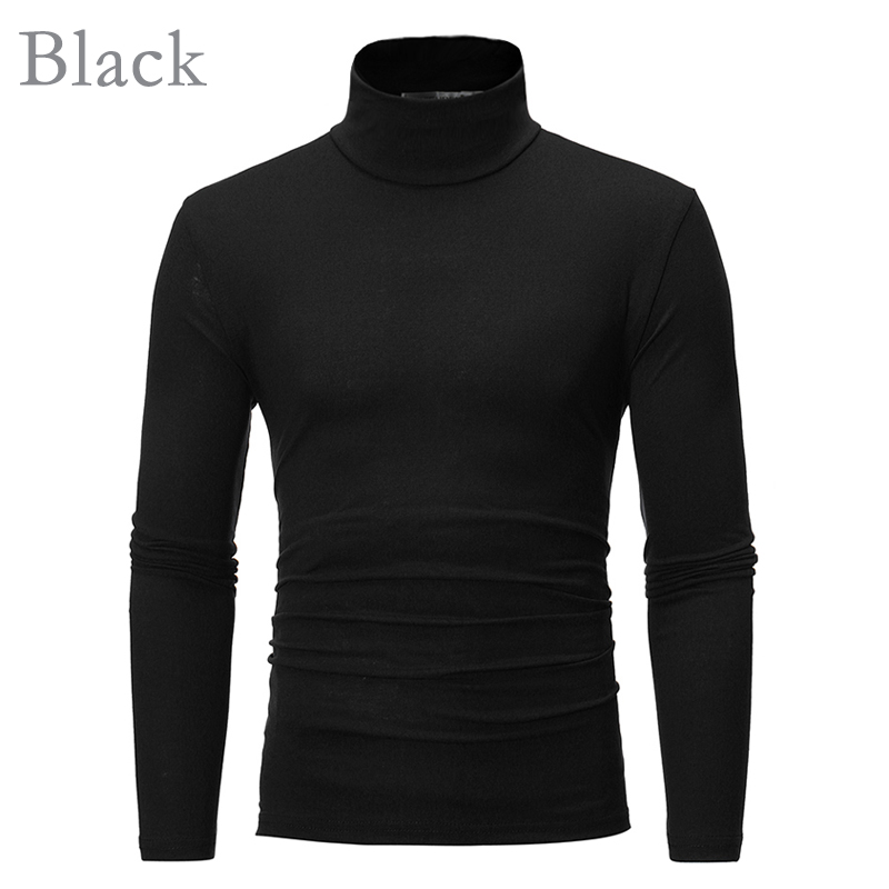 Fnr Men Autumn Pullovers Solid Turtleneck Long Sleeve T-Shirts Winter Basic Fashion