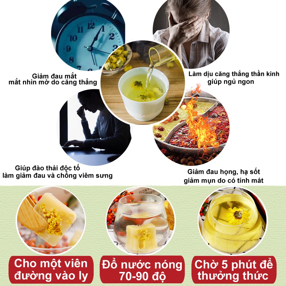 Trà hoa cúc đường phèn mật ong gói 100g - Thảo Dược Tấn Phát