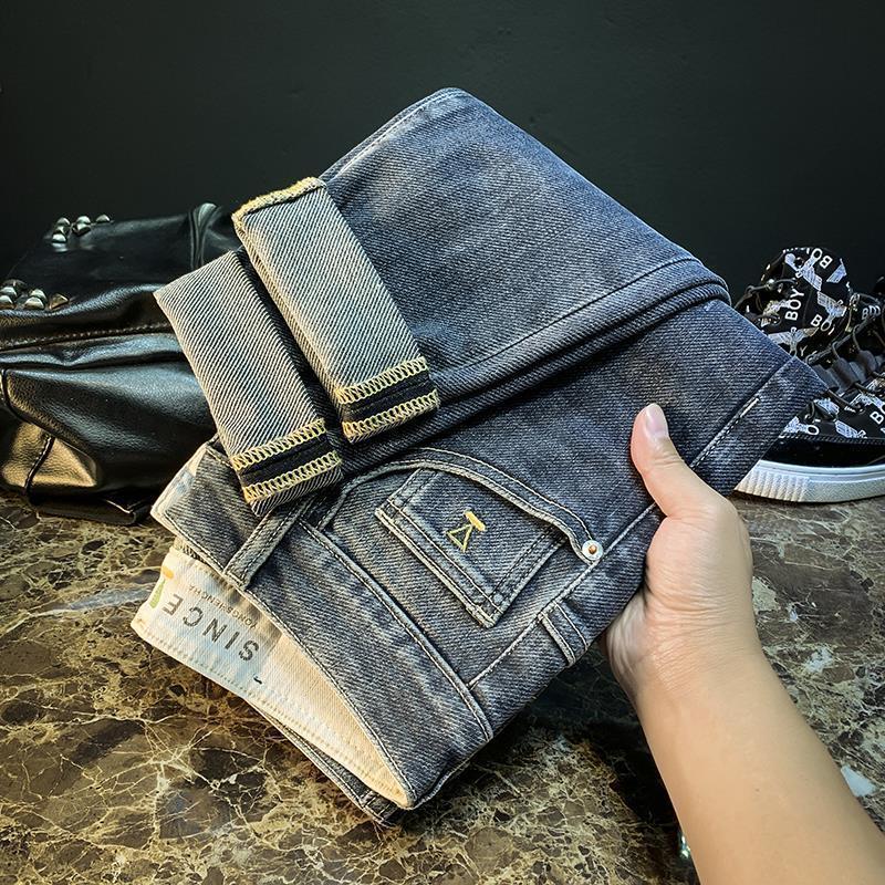 Jeans Summer and Autumn New High End Jeans Men's Fashion Brand Elastic Slim Fit Small Feet Versatile Slim Fit Korean Fashion Pants