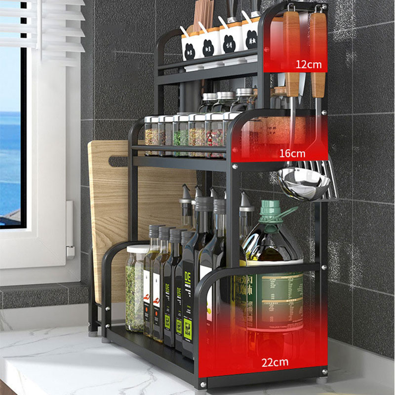 Kitchen seasoning rack shelf table multi-functional tool holder multi-layer seasoning oil, salt, sauce and vinegar bottles and cans storage rack